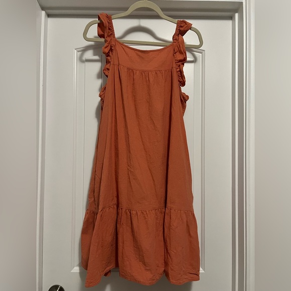 Universal Thread Rust Ruffle Strap Cotton Mini Dress Boho Cottagecore Fall - Picture 3 of 9
